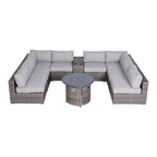 Canapé d'angle 10 pièces LSI avec coussins en oléfine et brasero