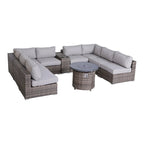 Canapé d'angle 10 pièces LSI avec coussins en oléfine et brasero