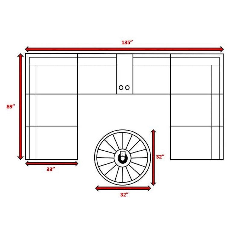Canapé d'angle 10 pièces LSI avec coussins en oléfine et brasero