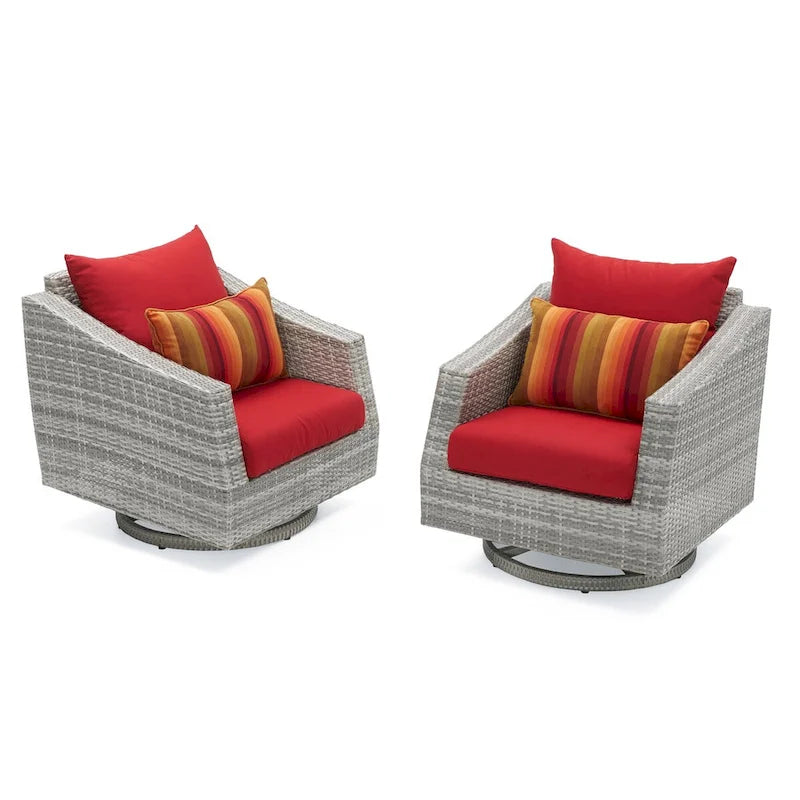 Ensemble Cannes Deluxe 6 pièces, salon de jardin avec fauteuils double et club pivotants