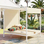 Lit de soleil double inclinable d'extérieur avec coussins