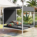 Lit de soleil double inclinable d'extérieur avec coussins