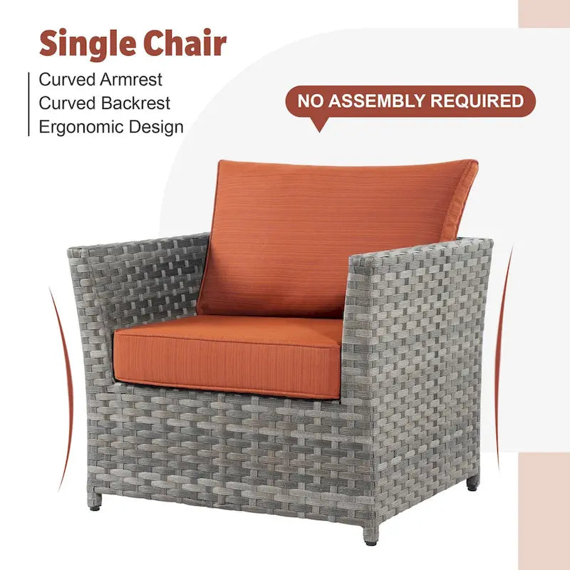 Ensemble de mobilier de patio en osier 10 pièces XIZZI avec foyer