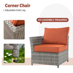 Ensemble de mobilier de patio en osier 10 pièces XIZZI avec foyer