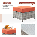 Ensemble de mobilier de patio en osier 10 pièces XIZZI avec foyer