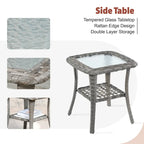 Ensemble de mobilier de patio en osier 10 pièces XIZZI avec foyer