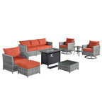 Ensemble de mobilier de patio en osier 10 pièces XIZZI avec foyer
