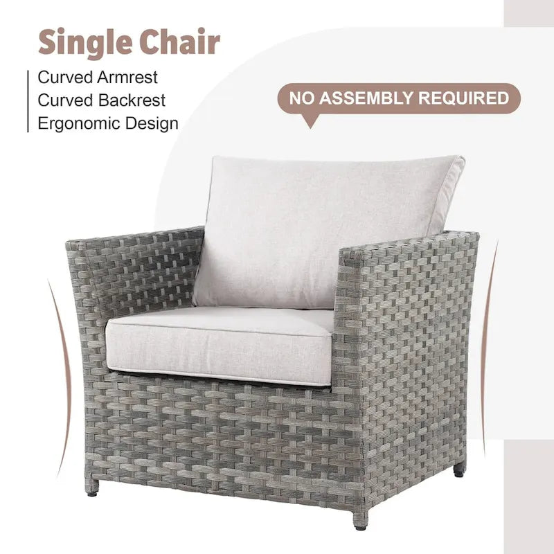 Ensemble de mobilier de patio en osier 10 pièces XIZZI avec foyer
