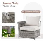 Ensemble de mobilier de patio en osier 10 pièces XIZZI avec foyer