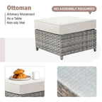 Ensemble de mobilier de patio en osier 10 pièces XIZZI avec foyer