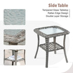 Ensemble de mobilier de patio en osier 10 pièces XIZZI avec foyer