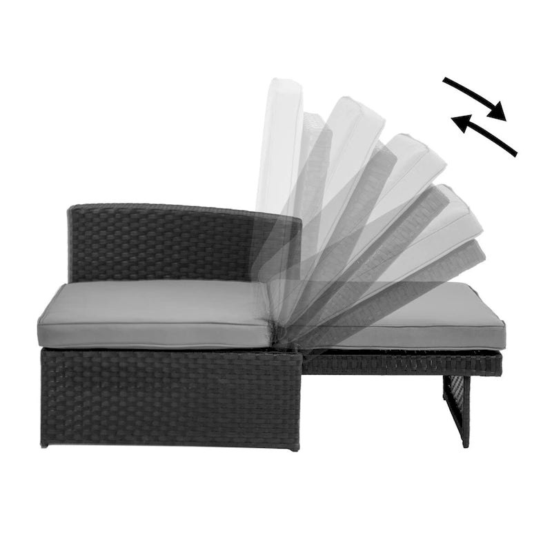 Lot de 5 chaises longues de jardin noires en osier, à dossier inclinable, en promotion