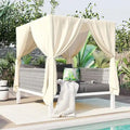 Bain de soleil extérieur avec rideaux, grand confort, adapté