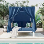 Bain de soleil extérieur avec rideaux, grand confort, adapté