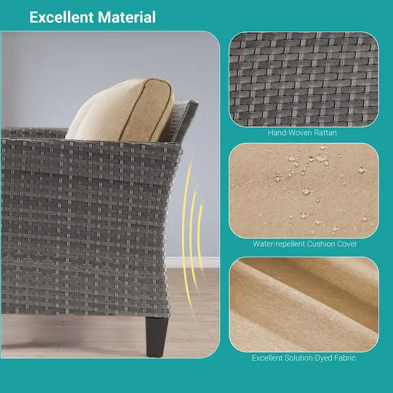 BONOSUKI Ensemble de canapés de patio 8 pièces en rotin gris avec poufs