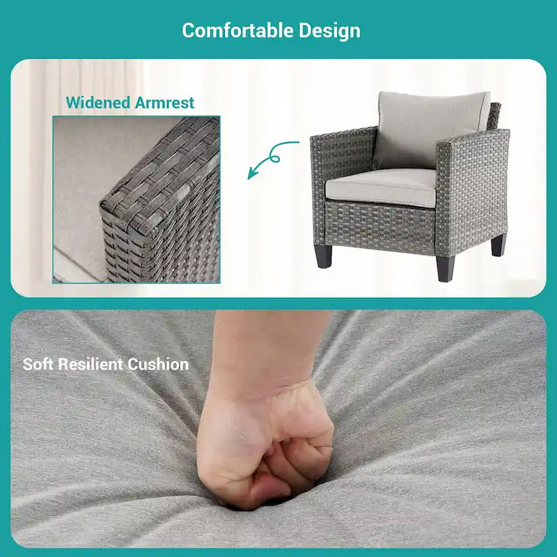 BONOSUKI Ensemble de canapés de patio 8 pièces en rotin gris avec poufs