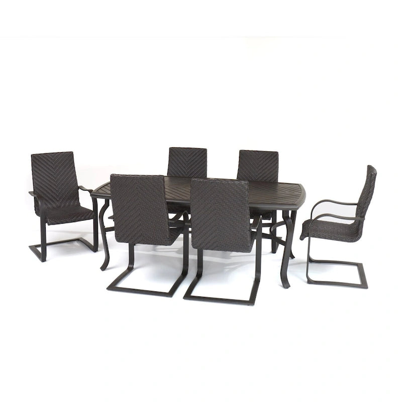 Ensemble de salle à manger d'extérieur 7 pièces Barcelo en aluminium – Marron foncé