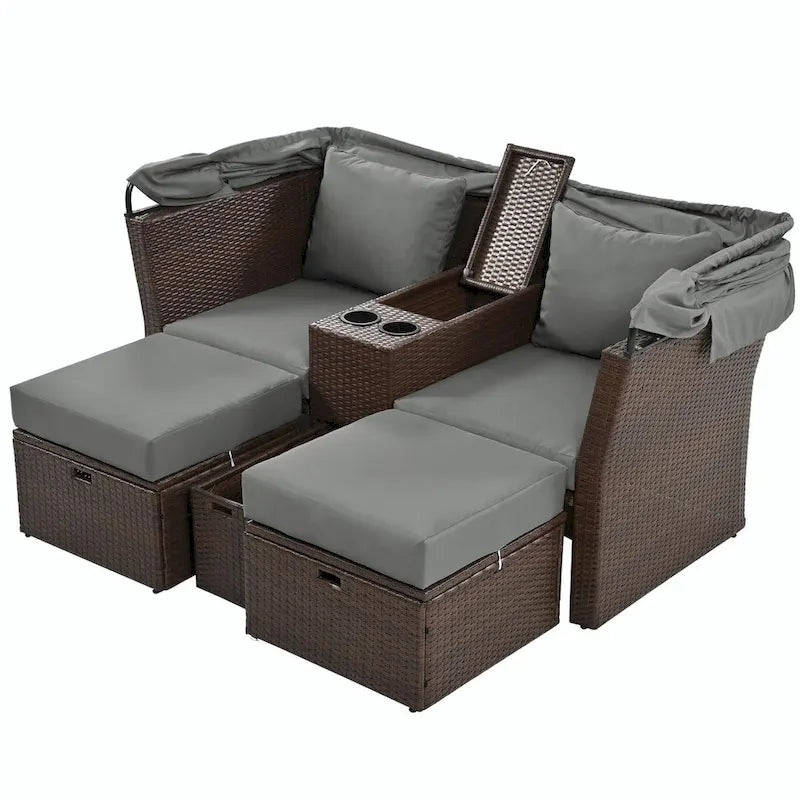 Canapé de patio extérieur avec auvent pliable