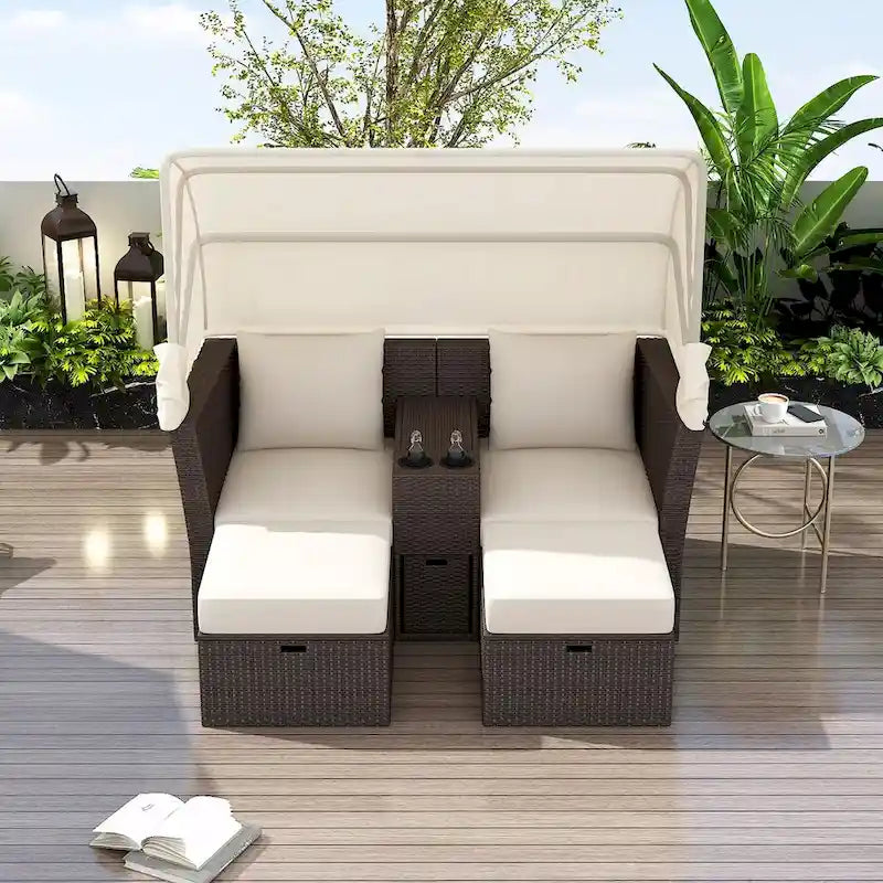 Canapé de patio extérieur avec auvent pliable