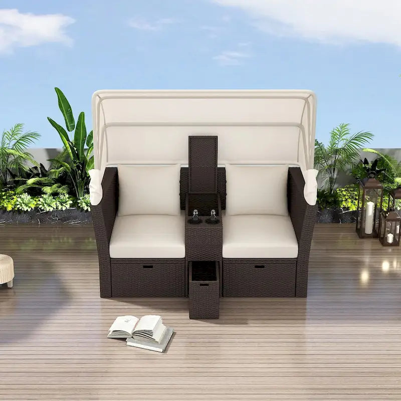 Canapé de patio extérieur avec auvent pliable