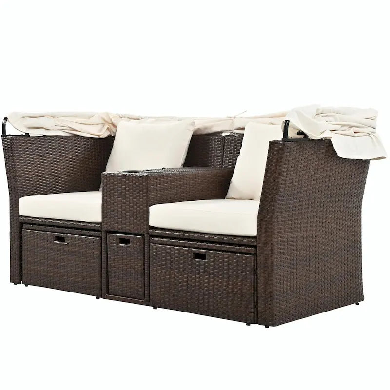 Canapé de patio extérieur avec auvent pliable