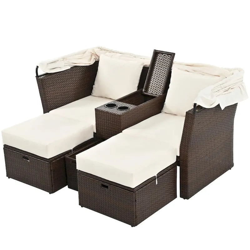 Canapé de patio extérieur avec auvent pliable