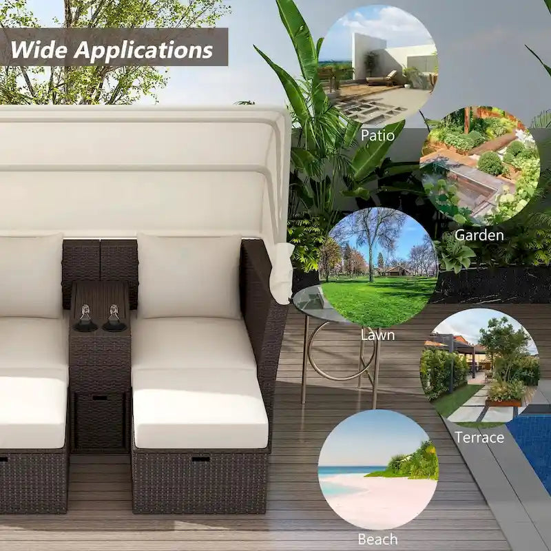 Canapé de patio extérieur avec auvent pliable