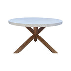 Table à manger d'extérieur en teck avec plateau en polystone