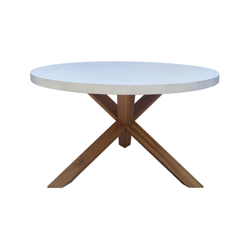 Table à manger d'extérieur en teck avec plateau en polystone