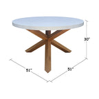 Table à manger d'extérieur en teck avec plateau en polystone