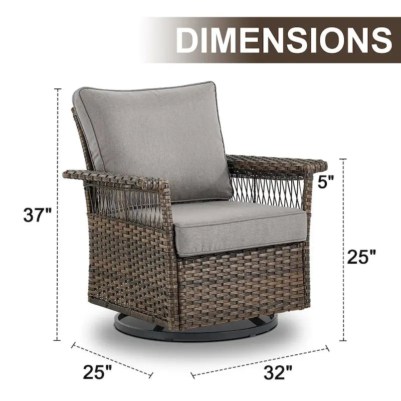 Canapé sectionnel d'extérieur Gymojoy avec fauteuil pivotant et table – Marron