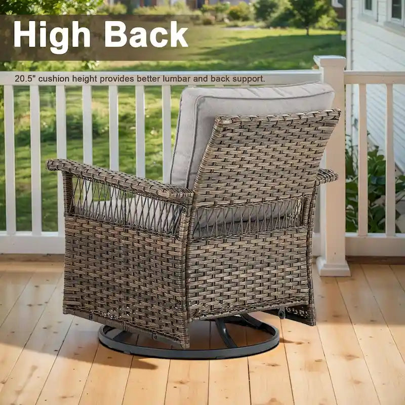 Canapé sectionnel d'extérieur Gymojoy avec fauteuil pivotant et table – Marron
