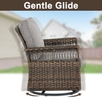 Canapé sectionnel d'extérieur Gymojoy avec fauteuil pivotant et table – Marron