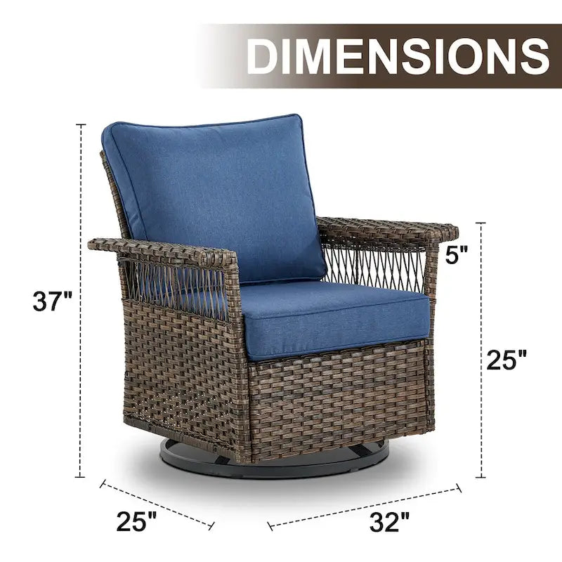 Canapé sectionnel d'extérieur Gymojoy avec fauteuil pivotant et table – Marron