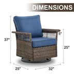 Canapé sectionnel d'extérieur Gymojoy avec fauteuil pivotant et table – Marron
