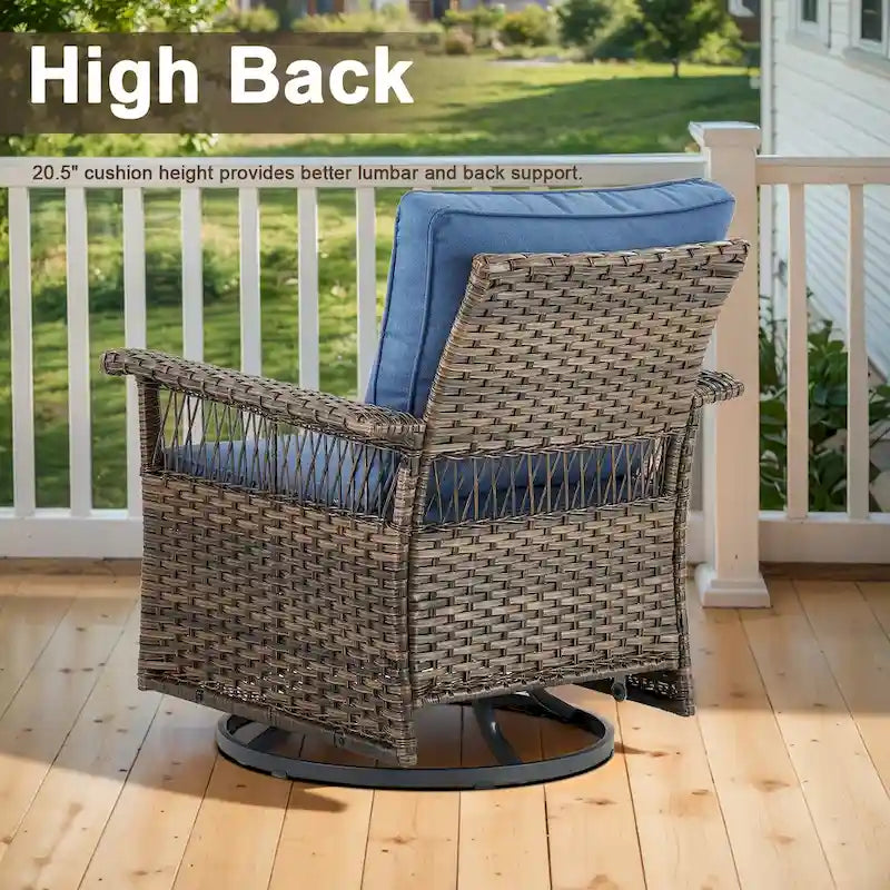 Canapé sectionnel d'extérieur Gymojoy avec fauteuil pivotant et table – Marron