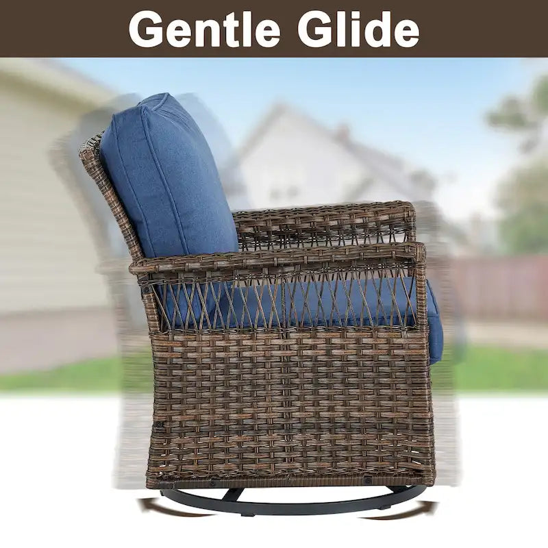Canapé sectionnel d'extérieur Gymojoy avec fauteuil pivotant et table – Marron