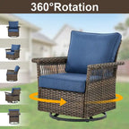 Canapé sectionnel d'extérieur Gymojoy avec fauteuil pivotant et table – Marron