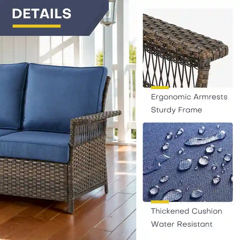 Canapé sectionnel d'extérieur Gymojoy avec fauteuil pivotant et table – Marron