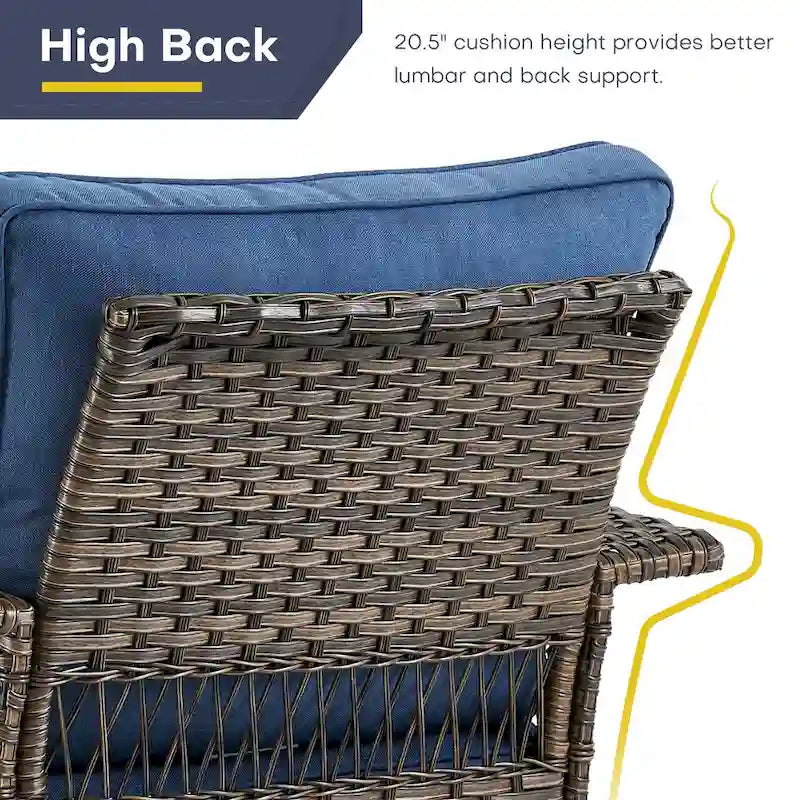 Canapé sectionnel d'extérieur Gymojoy avec fauteuil pivotant et table – Marron