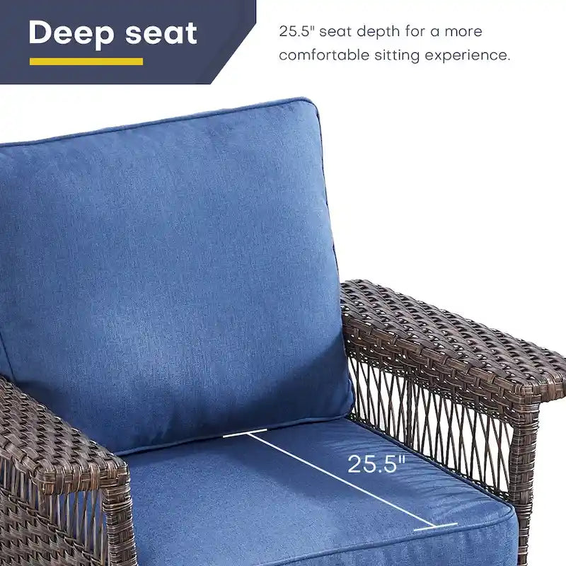 Canapé sectionnel d'extérieur Gymojoy avec fauteuil pivotant et table – Marron