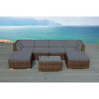 Ohana Outdoor Patio 7-piece Mixed Brown Wicker Conversation Set - No Assembly