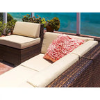 Ensemble de conversation 7 pièces en osier marron mélangé Ohana pour terrasse – Aucun assemblage requis
