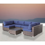 LSI Fully Assembled 7 Piece Rattan Sectional Seating Group with Sunbrella Cushions
