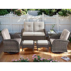 Fauteuils berçants d'extérieur pivotants avec canapé planeur - Marron
