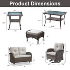 Fauteuils berçants d'extérieur pivotants avec canapé planeur - Marron