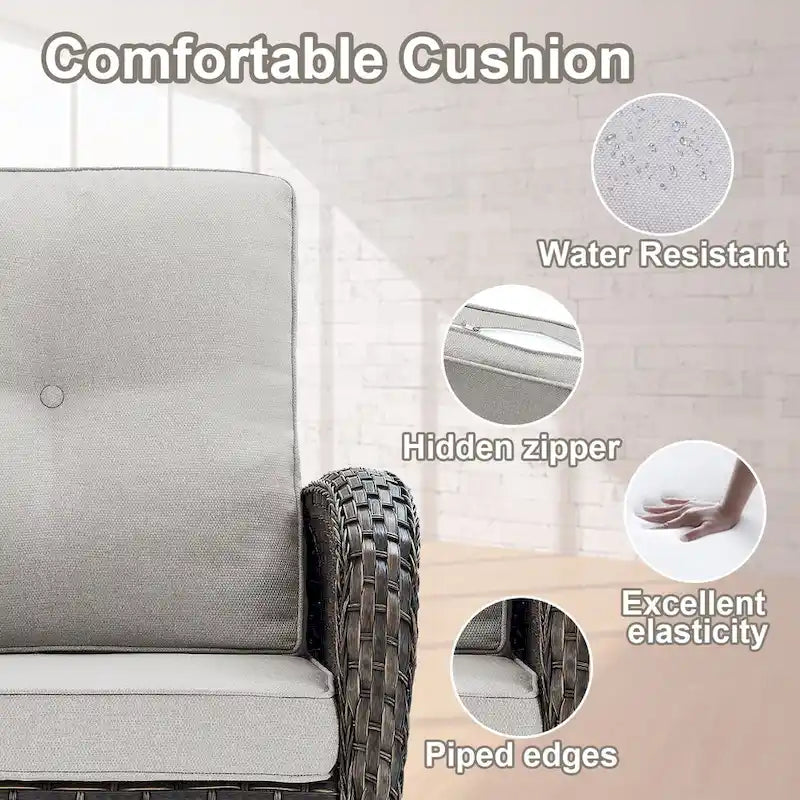 Fauteuils berçants d'extérieur pivotants avec canapé planeur - Marron