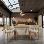 Ensemble de 5 pièces de table et chaises d'extérieur en bois d'acacia avec coussins épais