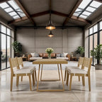 5 Pieces Outdoor Acacia Wood Table and Chair Set with Thick Cushions