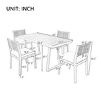 Ensemble de 5 pièces de table et chaises d'extérieur en bois d'acacia avec coussins épais